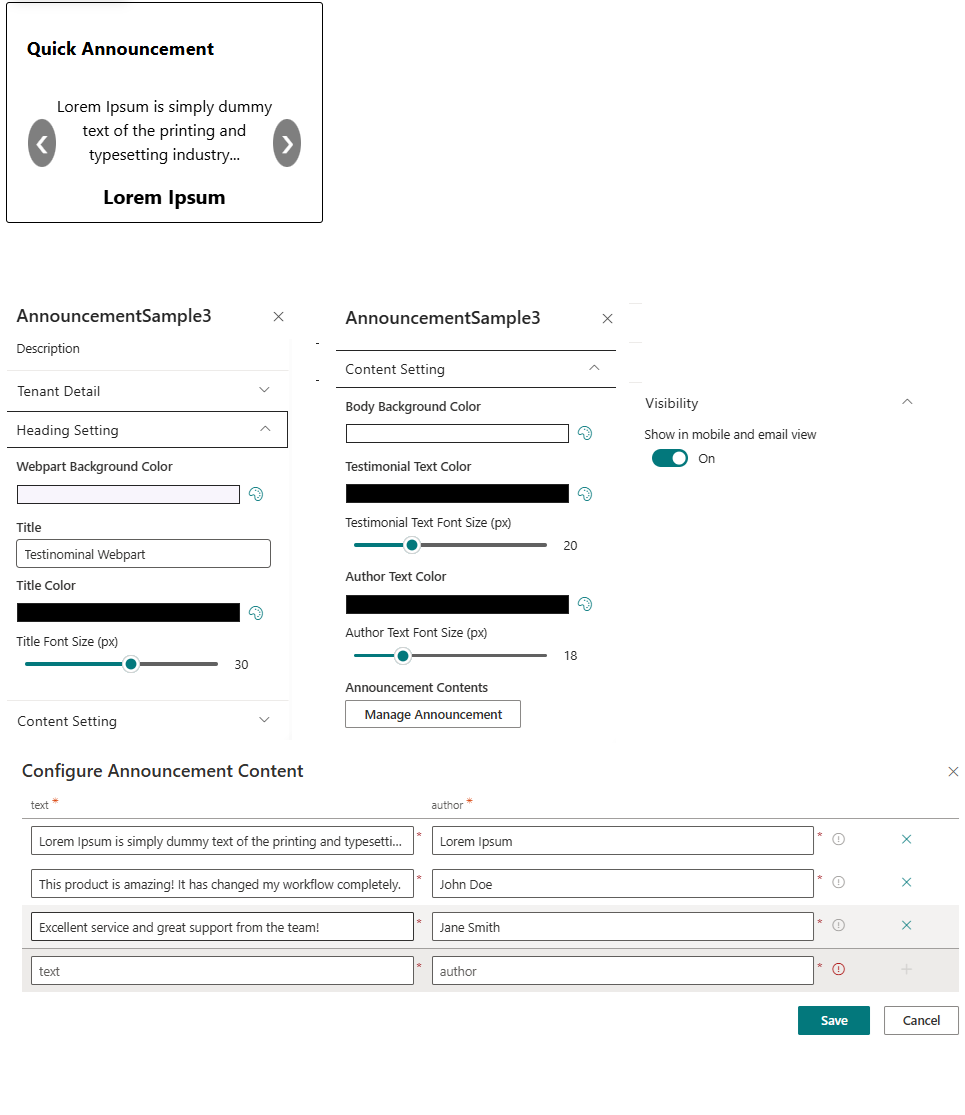 SharePoint Announcement SPFx Webpart